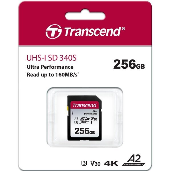 Акція на Карта памяти Transcend SD 256GB C10 UHS-I U3 A2 R160/W90MB/s 4K (TS256GSDC340S) від MOYO