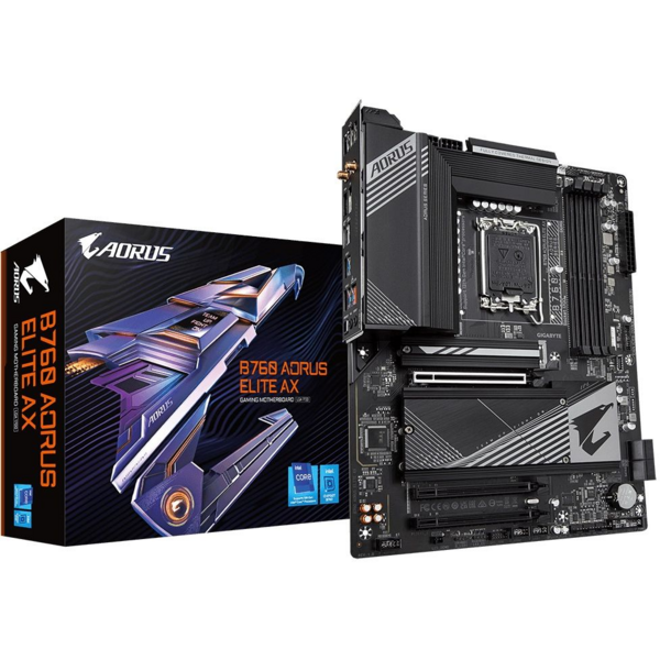 Акція на Материнская плата GIGABYTE B760 AORUS ELITE AX s1700 B760 4xDDR5 M.2 HDMI DP ATX від MOYO