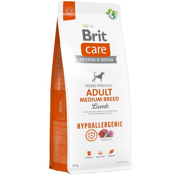 

Корм для собак средних пород Brit Care Dog Hypoallergenic Adult Medium Breed гипоаллергенный с ягненком 12кг