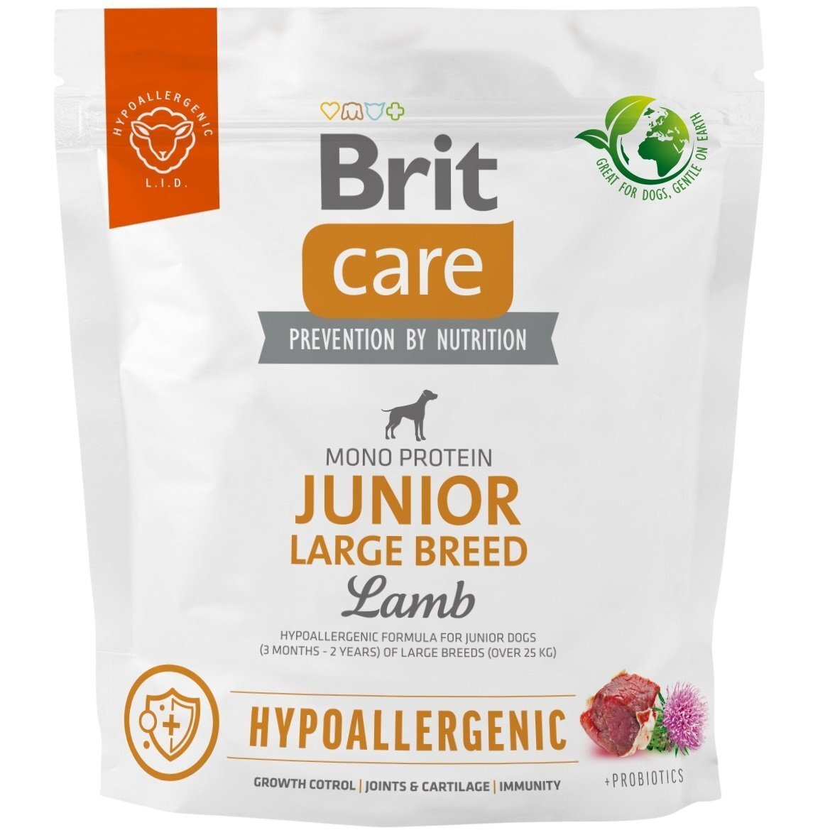 Корм для молодых собак больших пород Brit Care Dog Hypoallergenic Junior Large Breed гипоаллергенный с ягненком 1кг фото 