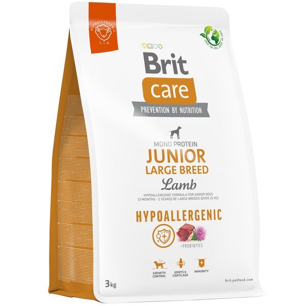 Корм для молодых собак больших пород Brit Care Dog Hypoallergenic Junior Large Breed гипоаллергенный с ягненком 3кг