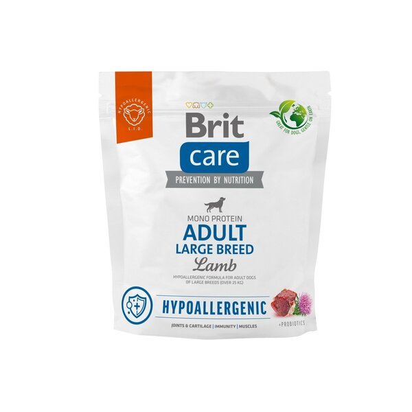 

Корм для собак больших пород Brit Care Dog Hypoallergenic Adult Large Breed гипоаллергенный с ягненком 1кг