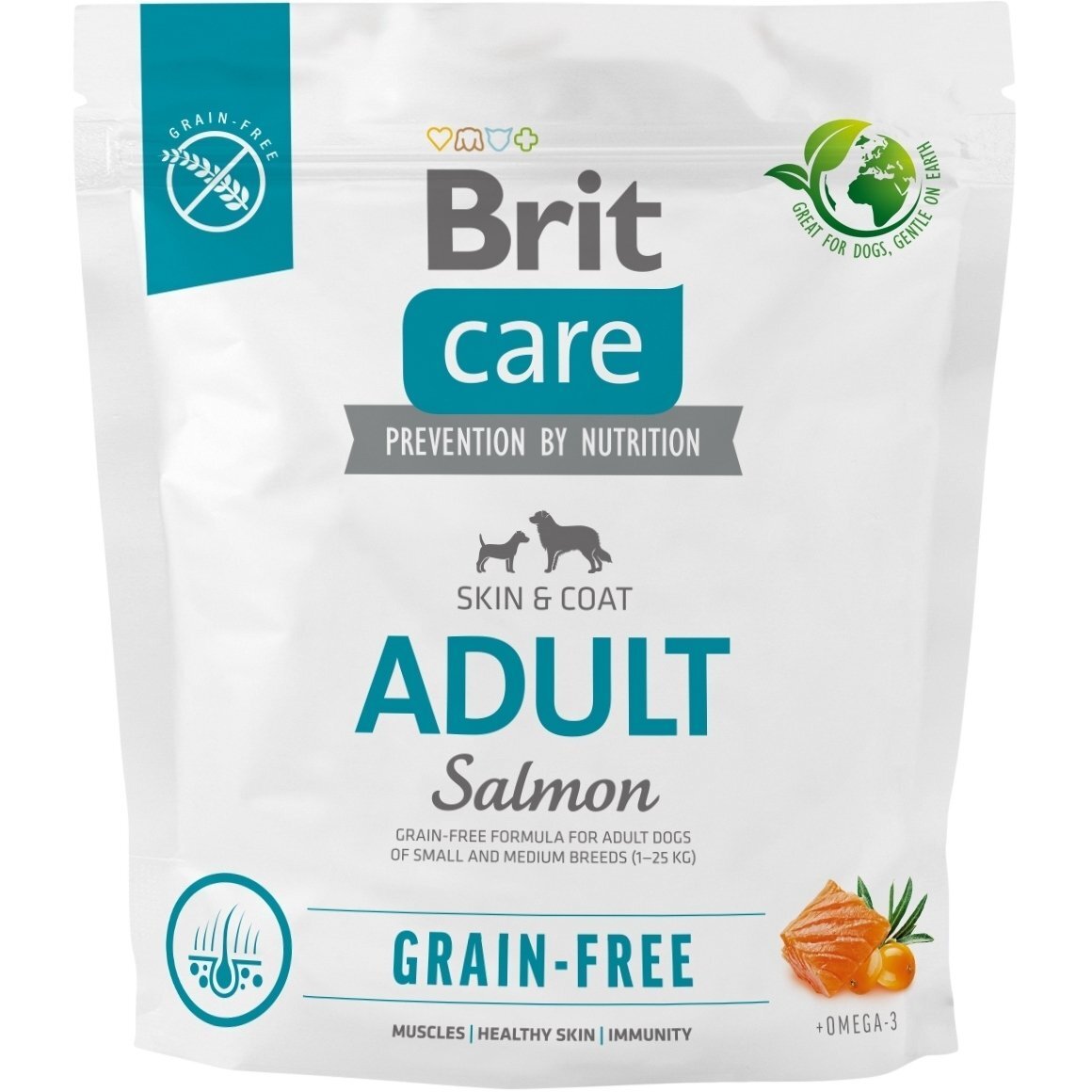 Корм для собак маленьких и средних пород Brit Care Dog Grain-free Adult беззерновой с лососем 1кг фото 