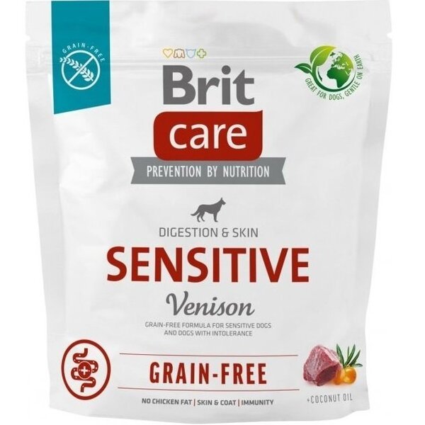 Корм для собак с чувствительным пищеварением Brit Care Dog Grain-free Sensitive беззерновой с олениной 1кг