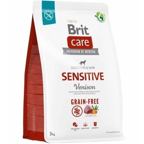 Корм для собак с чувствительным пищеварением Brit Care Dog Grain-free Sensitive беззерновой с олениной 3кг