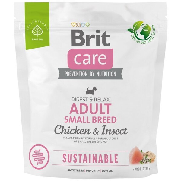 Корм для собак малых пород Brit Care Dog Sustainable Adult Small Breed с курицей и насекомыми 1кг