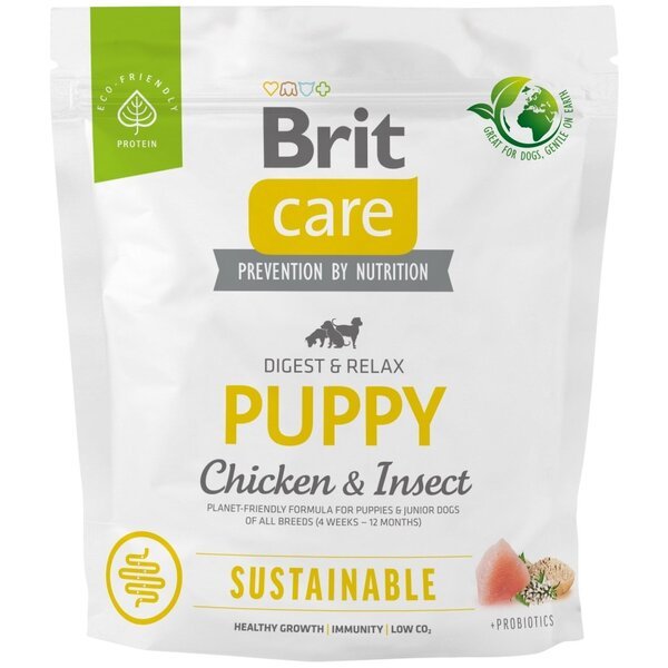 Корм для щенков Brit Care Dog Sustainable Puppy с курицей и насекомыми 1кг