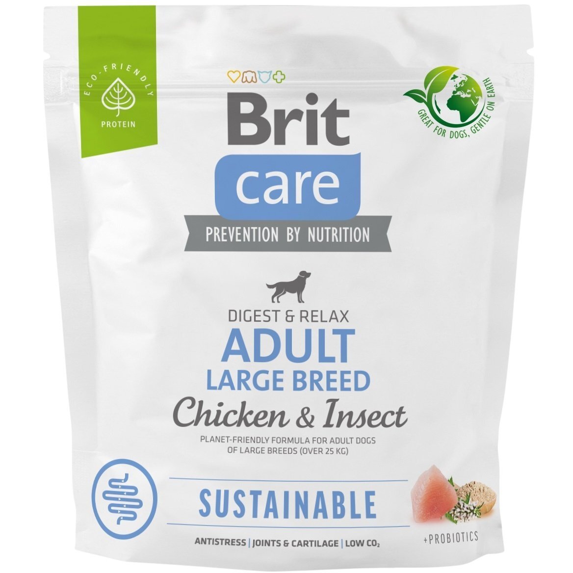 Корм для собак великих порід Brit Care Dog Sustainable Adult Large Breed з куркою та комахами 1кгфото1