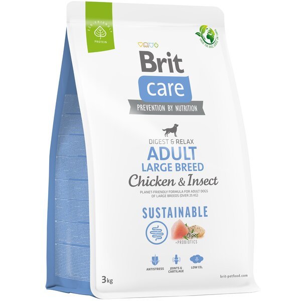 Корм для собак больших пород Brit Care Dog Sustainable Adult Large Breed с курицей и насекомыми 3кг