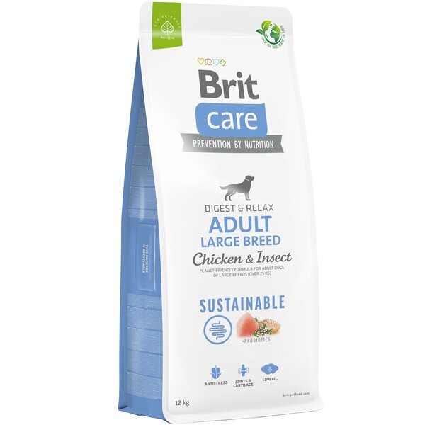 Корм для собак больших пород Brit Care Dog Sustainable Adult Large Breed с курицей и насекомыми 12кг