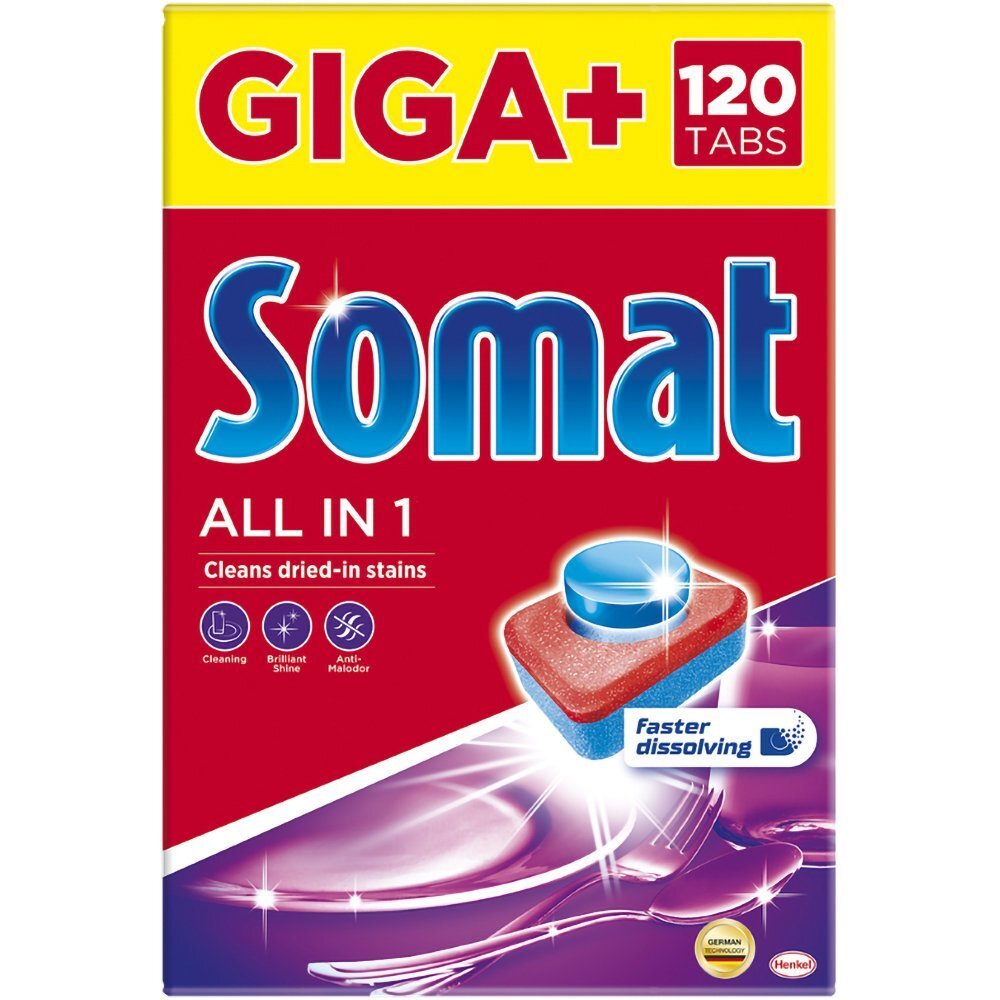 Таблетки для посудомоечной машины Somat All in one 120шт фото 