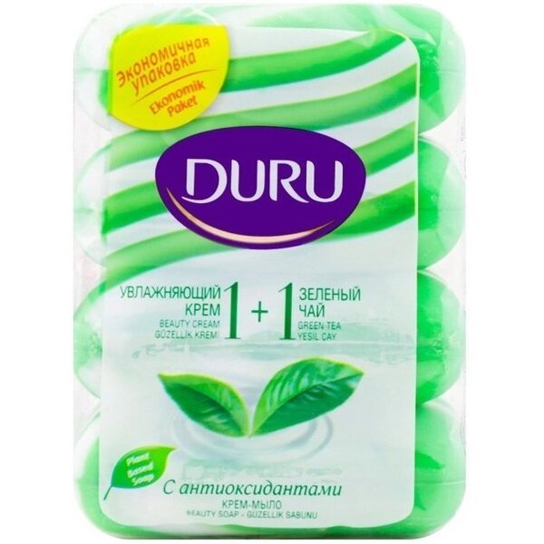 Акція на Мыло туалетное Duru 1+1 С экстрактом зеленого чая и увлажняющим кремом 4*80г від MOYO