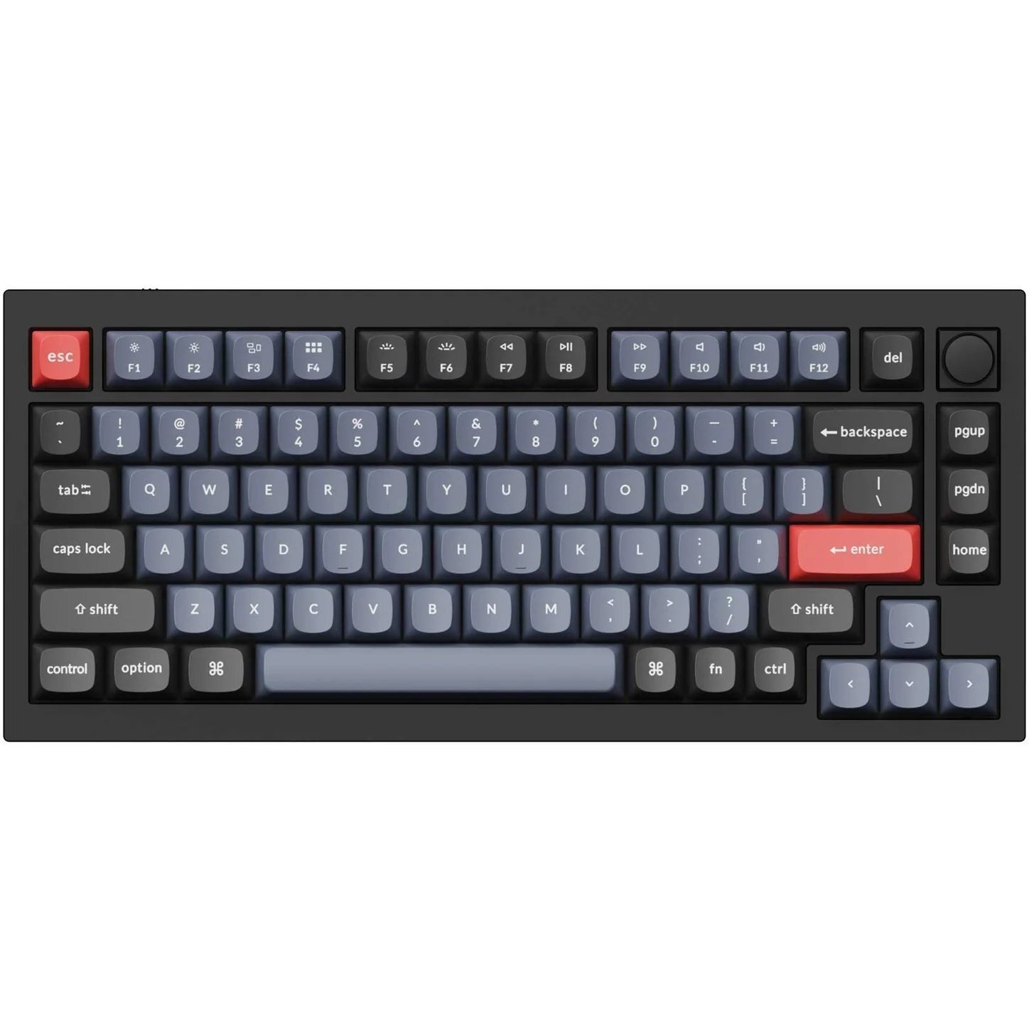 Клавиатура Keychron Q1 QMK HotSwappable Gateron Phantom Red RGB Knob ENGLISH Black (Q1M1_Keychron) фото 