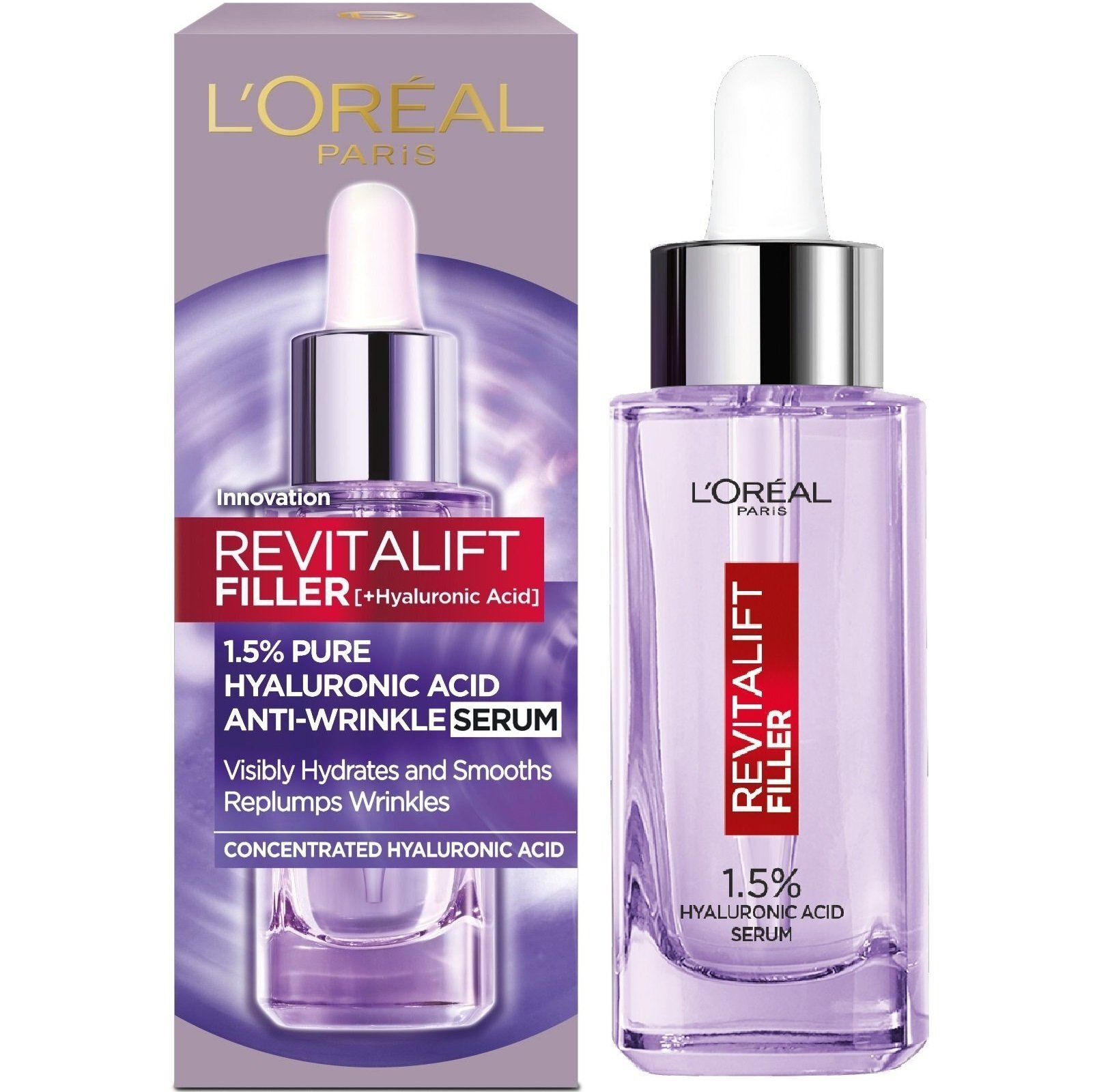 Сироватка з гіалуроновою кислотою L'Oréal Paris Revitalift Filler догляд для всіх типів шкіри 30млфото1