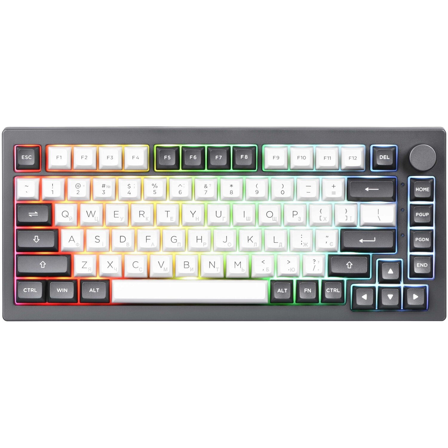 Клавіатура Akko 5075B Plus Dracula 75Key, CS Cream Yellow V3, BT/WL/USB, Hot-swappable, EN/UKR, RGB, Blackфото