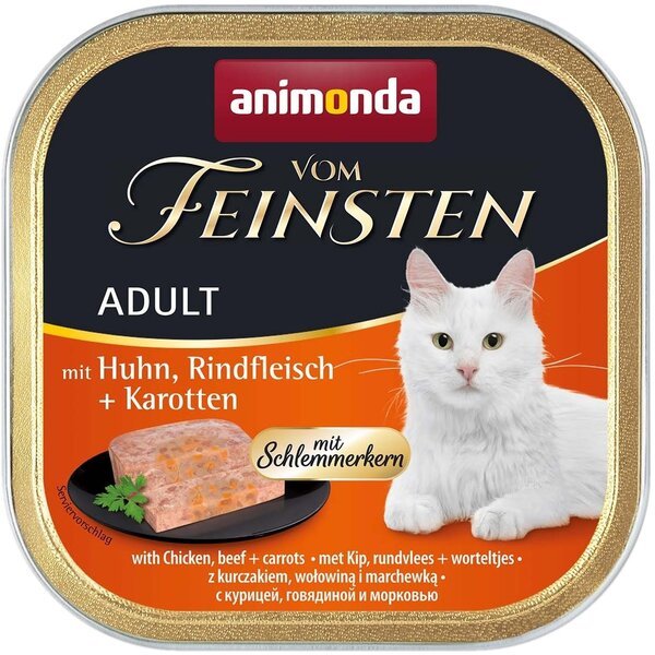 

Корм влажный для котов Vom Feinsten с курицей, говядиной и морковью 100 г