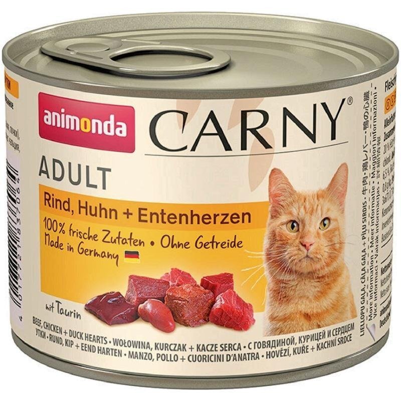 Корм вологий для котів Carny з яловичиною, куркою та качиними серцями 200 гфото1