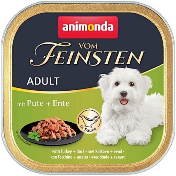

Корм влажный для собак Vom Feinsten с индюшкой и уткой 150 г
