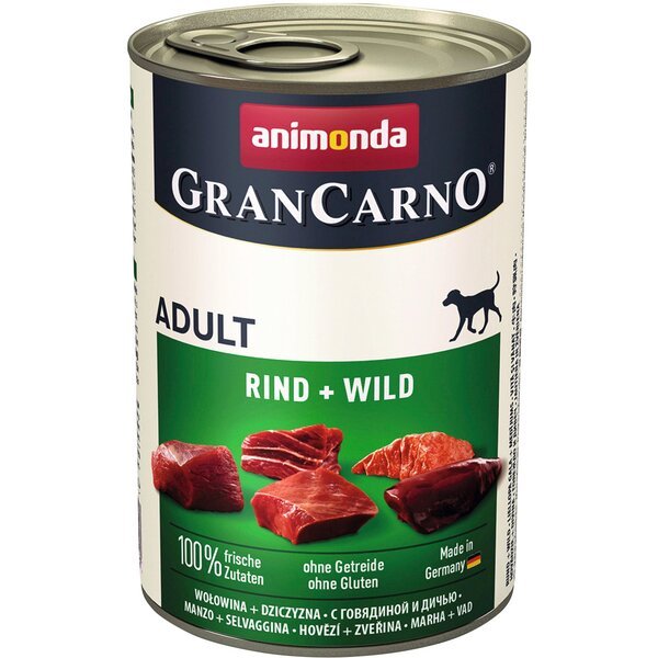 

Корм влажный для собак GranCarno с говядиной и дичью 400 г