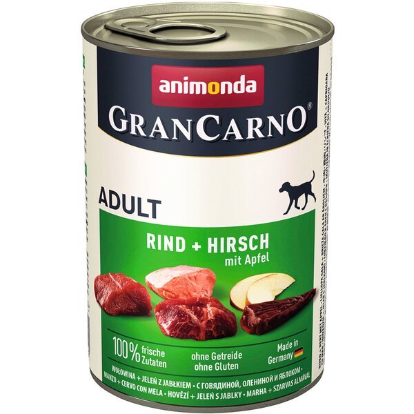 

Корм влажный для собак GranCarno с говядиной, олениной и яблоком 400 г
