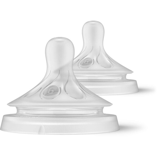 Соска Philips Avent силиконовая Natural Природный Поток, 6м+., 2 шт, для густой еды