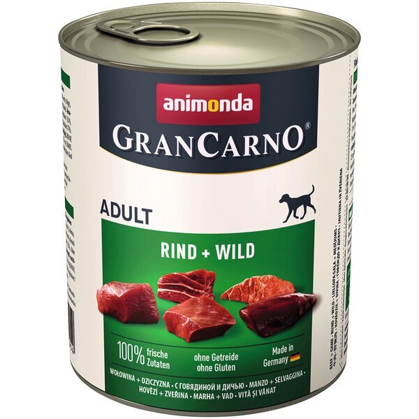 

Корм влажный для собак GranCarno с говядиной и дичью 800 г