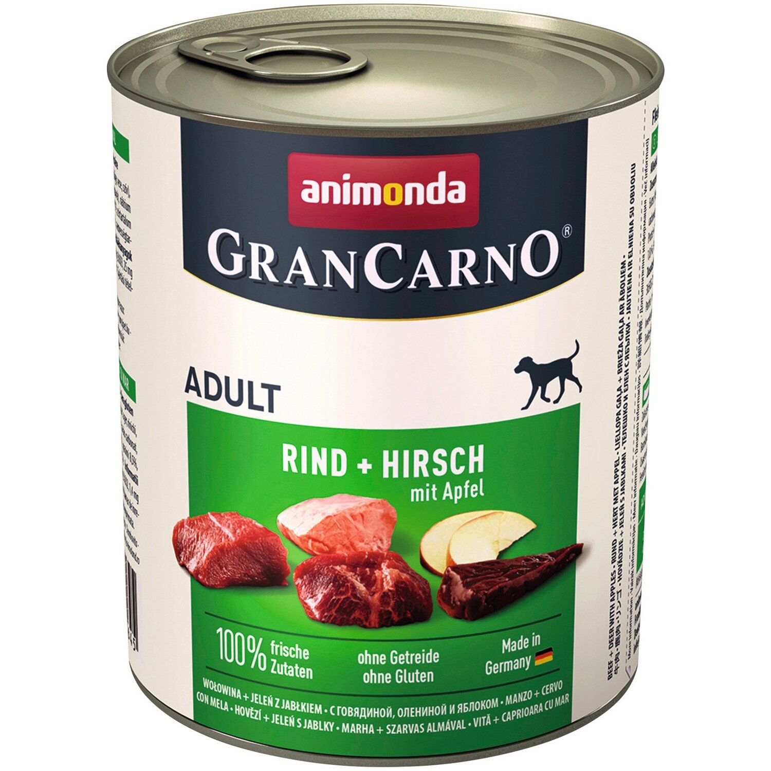 Корм вологий для собак GranCarno з яловичиною, олениною та яблуком 800 гфото