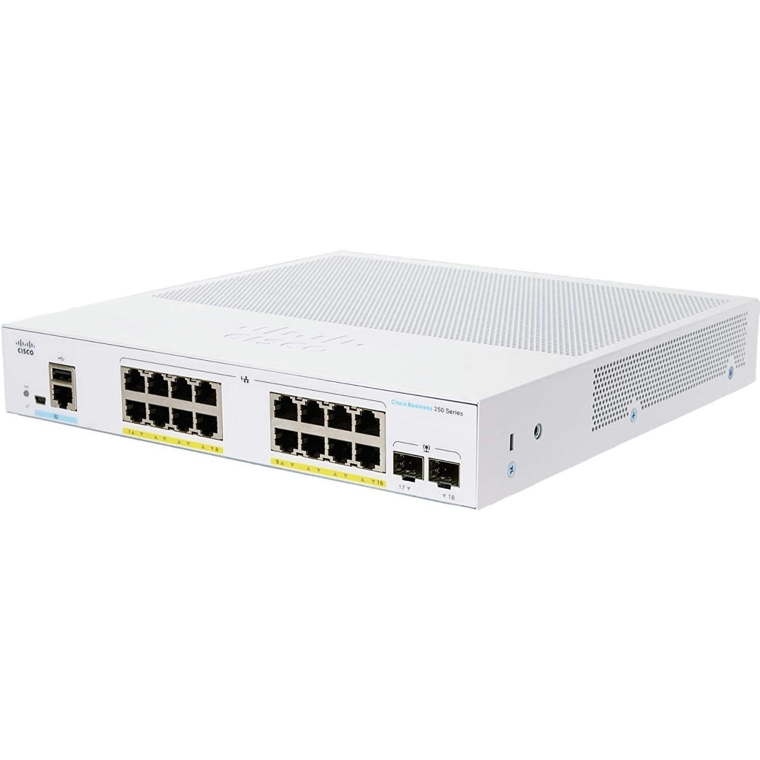 Коммутатор Cisco CBS250 Smart 16-port GE, PoE, 2x1G SFP (CBS250-16P-2G-EU) фото 
