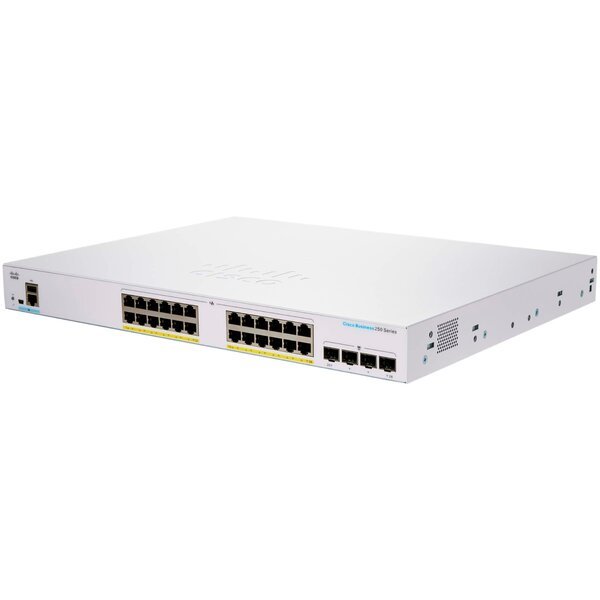 

Коммутатор Cisco CBS250 Smart 24-port GE, Full PoE, 4x1G SFP