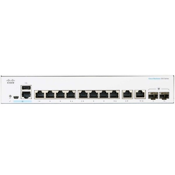 Коммутатор Cisco CBS250 Smart 8-port GE, Ext PS, 2x1G Combo (CBS250-8T-E-2G-EU)