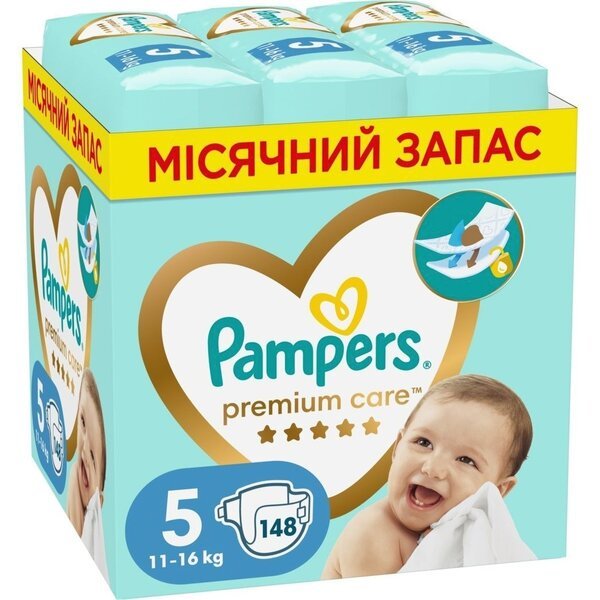 Акція на Подгузники детские Pampers Premium Care Junior 11-16кг 148шт від MOYO