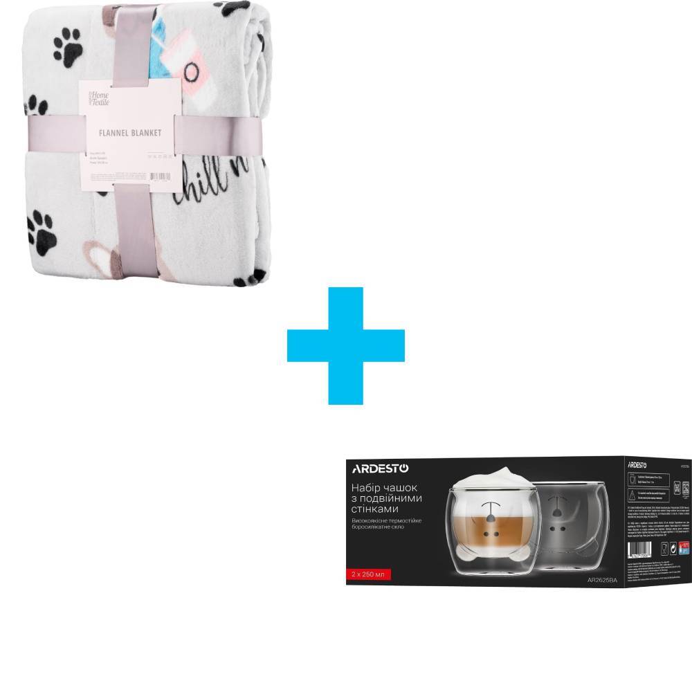 Плед ARDESTO Flannel, 160х200 см, бульдоги (ART0112PB)фото1