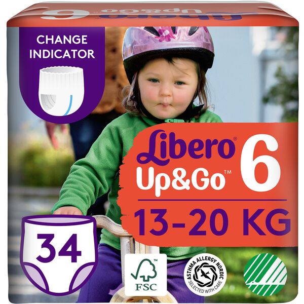 

Подгузники-трусики Libero Up&Go 13-20 кг Размер 6 34шт