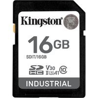Карта памяти Kingston Industrial SDHC 16GB Class 10 UHS-I U3, V30, A1 (SDIT/16GB)