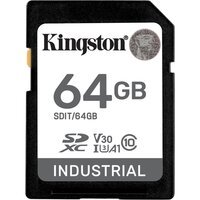Карта памяти Kingston Industrial SDXC 64GB C10 UHS-I U3, V30, A1 (SDIT/64GB)