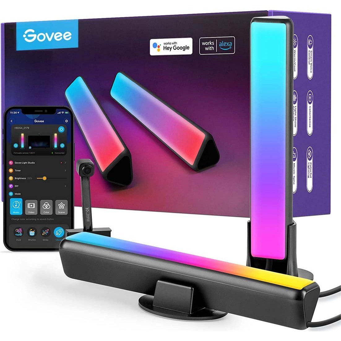 Набір адаптивного підсвічування Govee H6054 DreamView P1 Light Bars RGB Чорний (H60543D1)фото