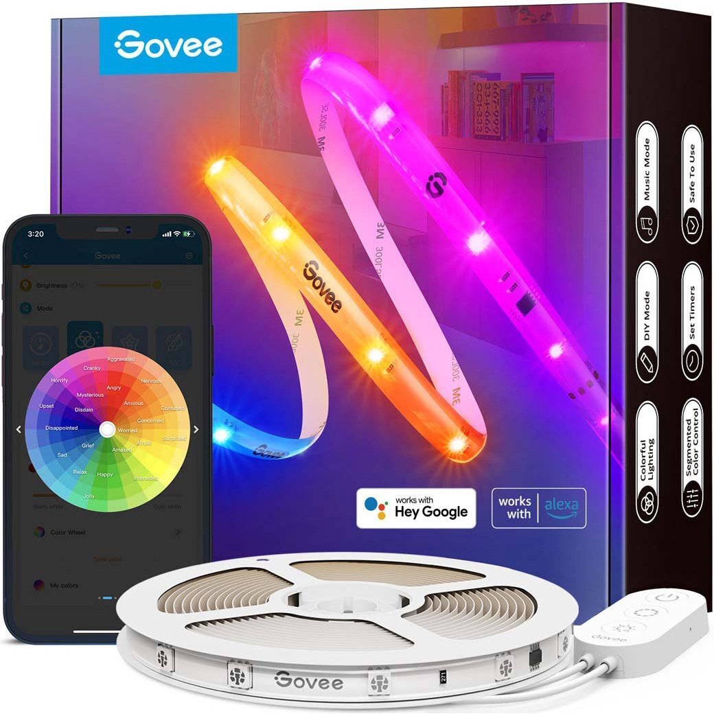 Стрічка світлодіодна розумна Govee H619С RGBIC Basiз Wi-Fi + Bluetooth LED 10м, Білий (H619C3D1)фото