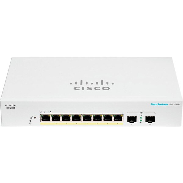 

Коммутатор Cisco CBS220 Smart 8-port GE, PoE, Ext PS, 2x1G SFP (CBS220-8P-E-2G-EU)