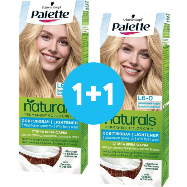 

Устойчивая крем-краска для волос Schwarzkopf Palette Naturals без аммиака L6-0 Скандинавский блонд 110мл