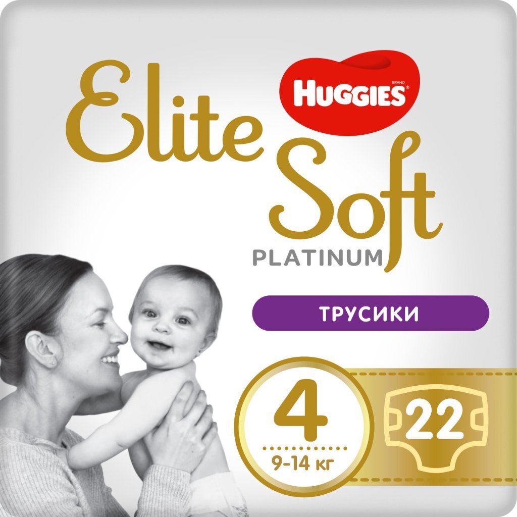Подгузники-трусики Huggies Elite Soft Platinum Mega 4 9-14кг 22шт фото 
