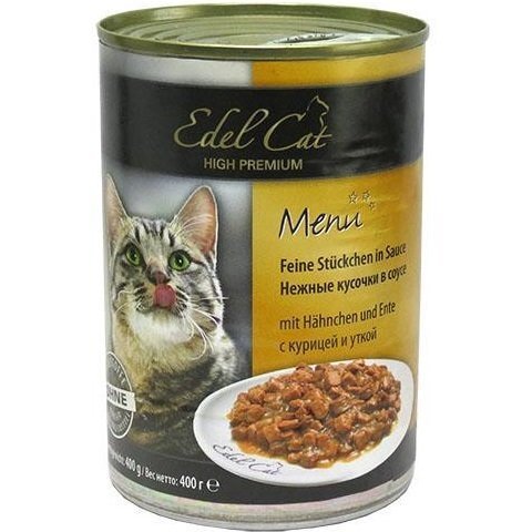 Вологий корм для дорослих котів Edel Cat з куркою та качкою для 400 грфото1