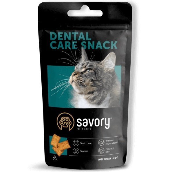 Лакомство для поощрения кошек Savory Snack Dental Care, подушечки для гигиены зубов, 60 г фото 
