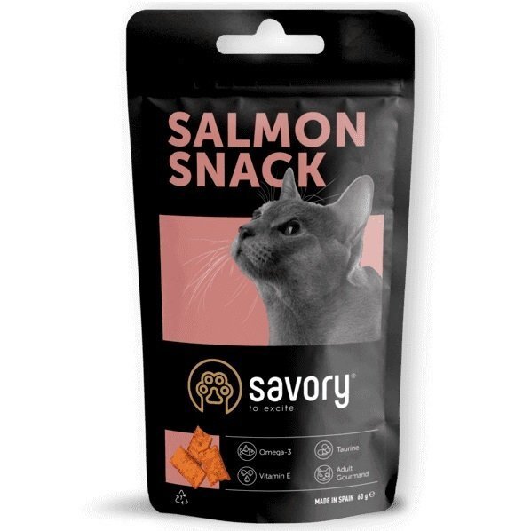 Лакомство для поощрения кошек Savory Snack Salmon, подушечки с лососем, 60 г