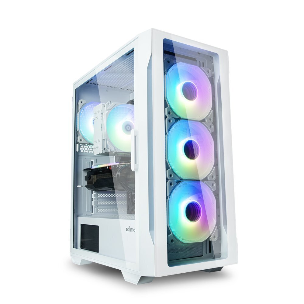 Корпус ZALMAN I3 Neo TG, без БП, 1xUSB3.0, 2xUSB2.0, 4x120mm RGB fans, TG Side/Front Panel, ATX, белый фото 1