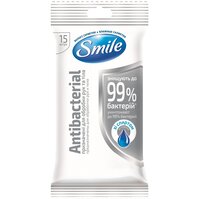 Серветки вологі Smile Antibacterial зі спиртом 15шт