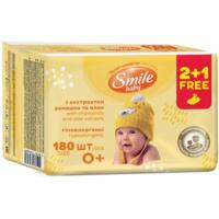 Серветки вологі Smile baby Екстракт ромашки і алое 60 шт 2+1 мультипак