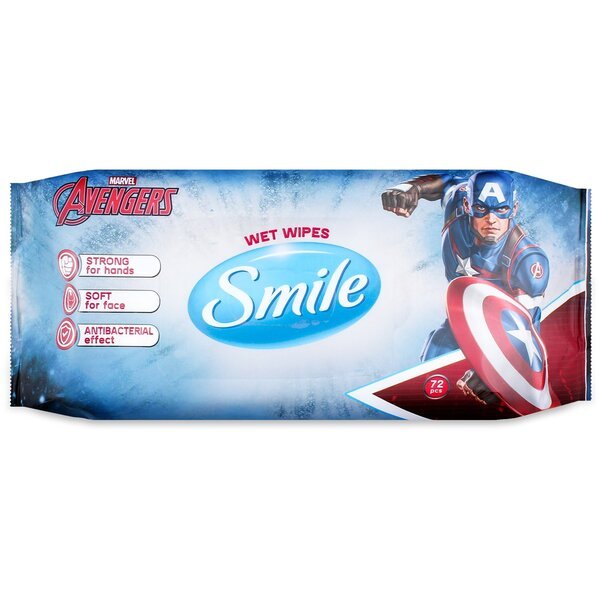

Салфетки влажные Smile Marvel антибактериальные 72шт