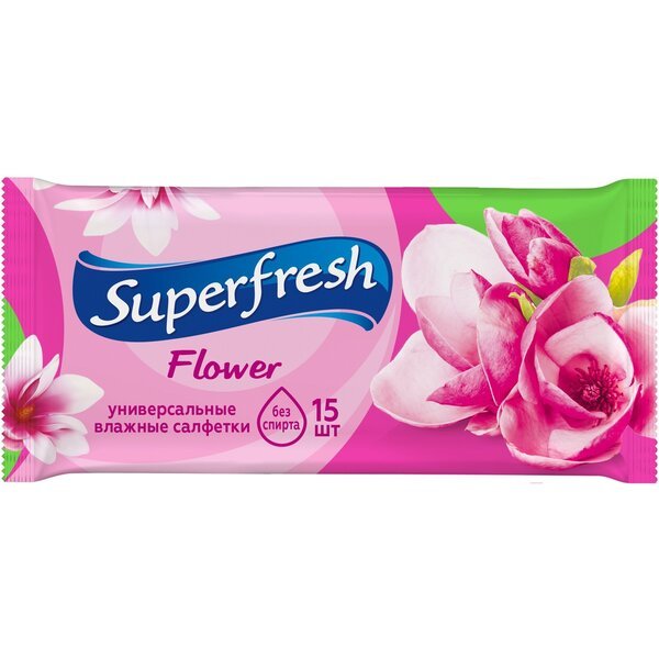 Салфетки влажные Superfresh Flower 15шт