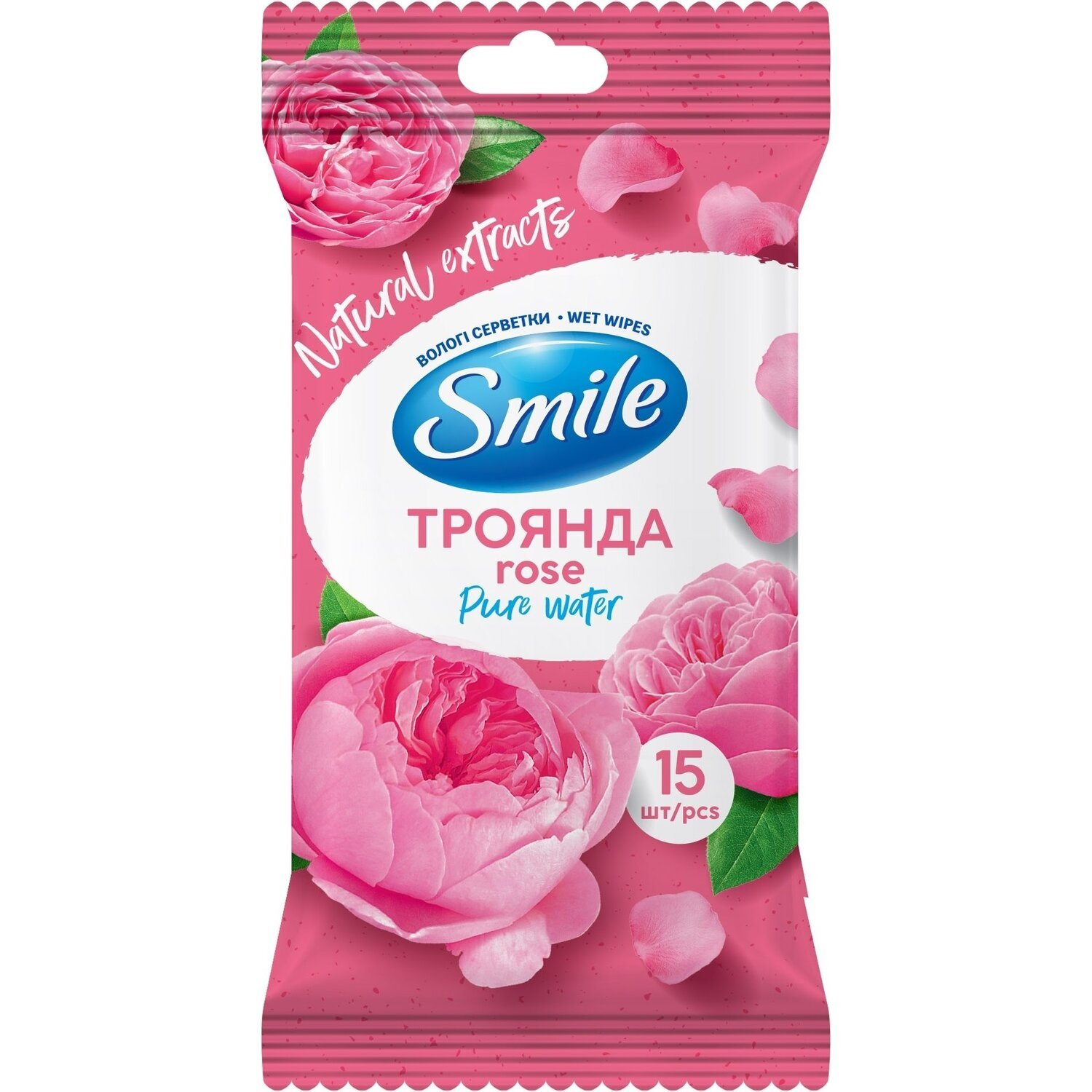 Серветки вологі Smile Daily Троянда 15штфото