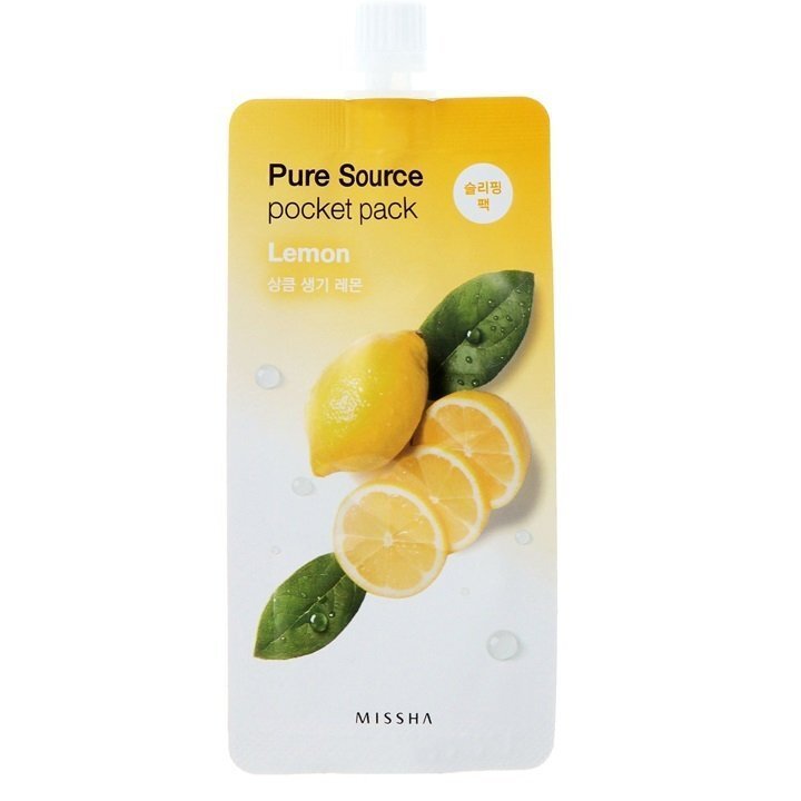 Маска для обличчя нічна із екстрактом лимона Missha Pure Source Pocket Pack Lemon 10млфото